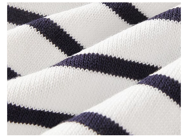 夏季黑白撞色条纹针织衫圆领休闲打底衫简约白色短袖t恤上衣女 pic 8