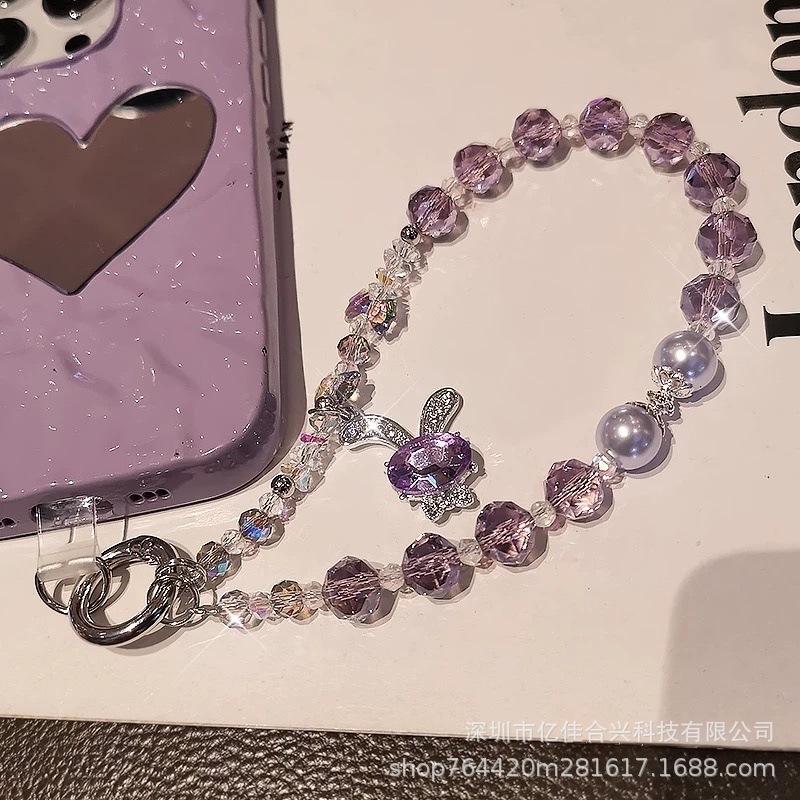 Nuevo cristal perla cordón de cristal con cuentas cadena de teléfono móvil colgante al por mayor sueño conejo colgante de diamantes de imitación comercio exterior transfronterizo