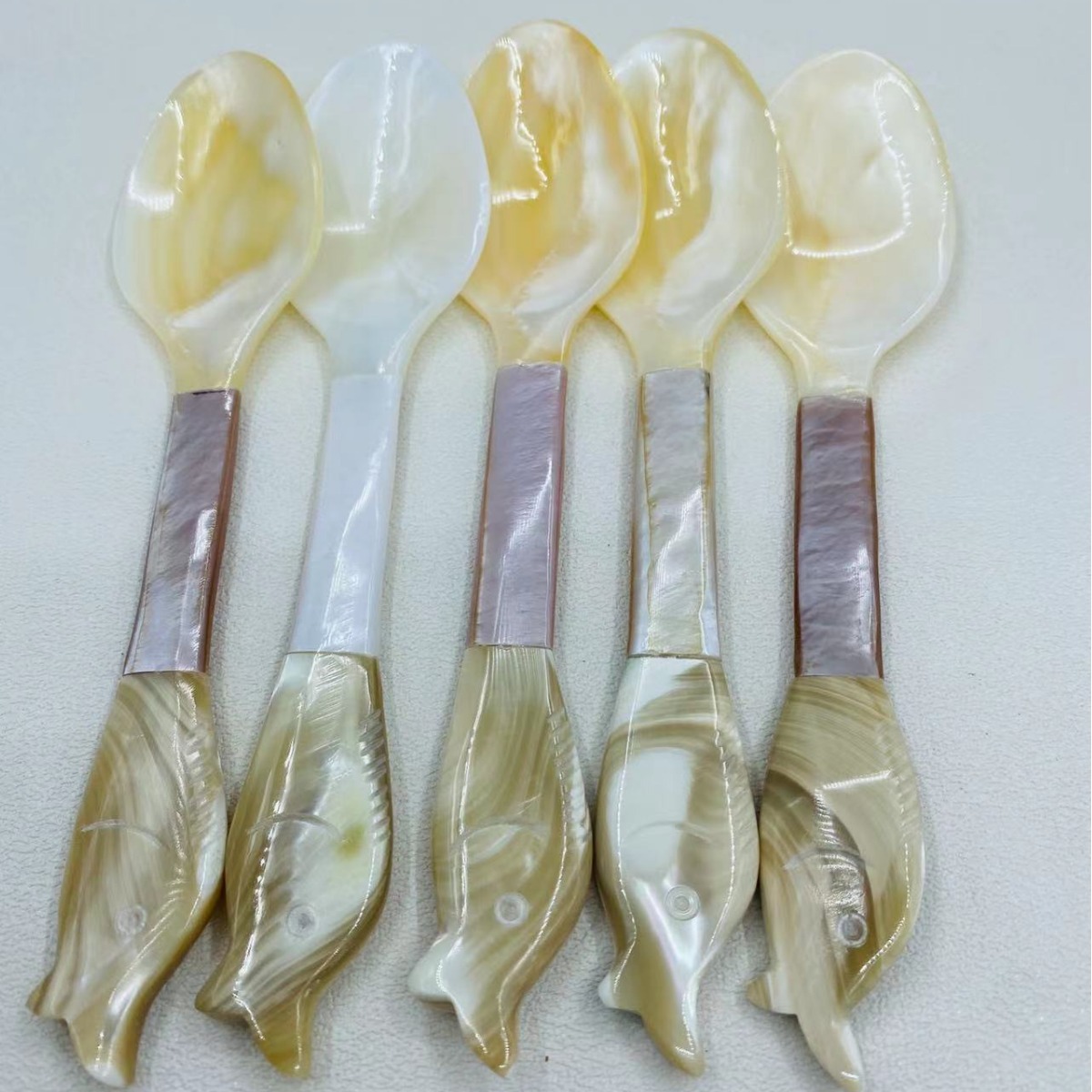 Handmade Mother-of-Pearl Vintage Tableware Coffee Stirring Dessert Fork Shell Soup Spoon_voghion.com