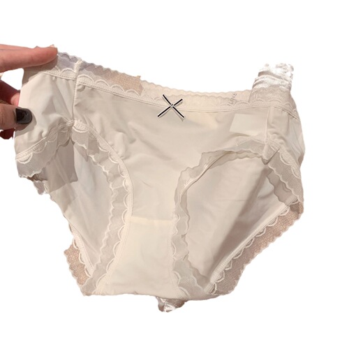 Leting~Ice silk thin, breathable and comfortable solid color simple seamless fit mid-waist briefs pure cotton crotch underwear