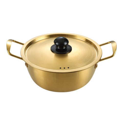 Stainless steel Korean instant noodle pot Internet celebrity cooking noodle pot golden small soup pot ramen basin small hot pot seafood noodle pot