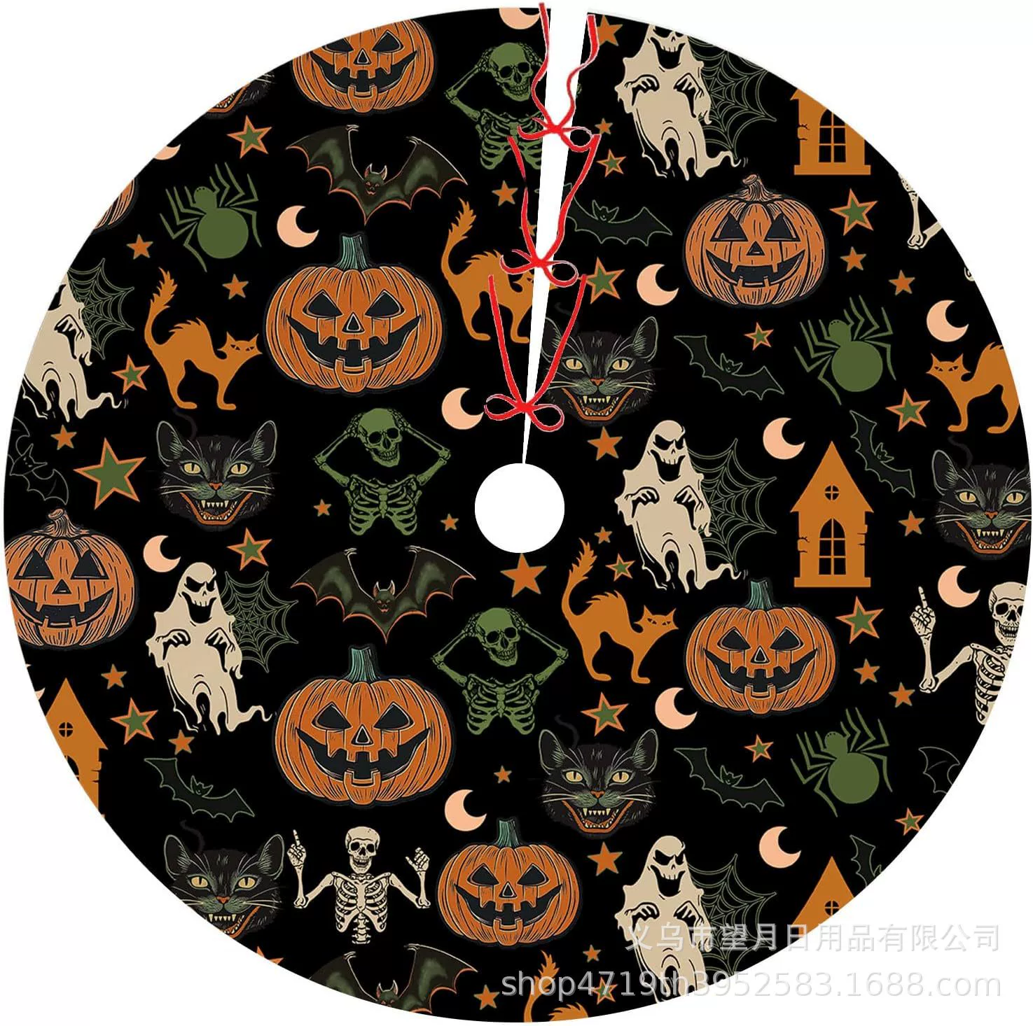 Кроссбордная сеkс Halloween елочная юбка новая фланелевая линя рождественские украшения тыква призрак летучая мышь черная кошка ведьма