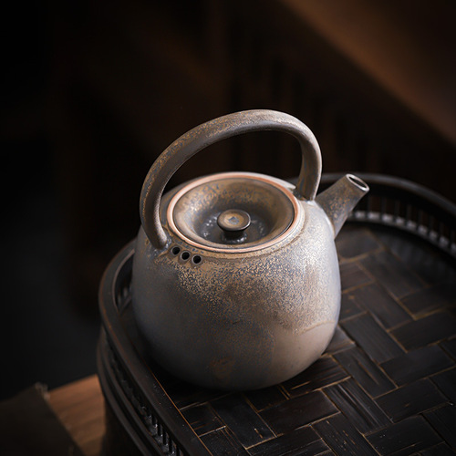 Gilt rough pottery warm tea stove ceramic teapot old rock mud candle warm tea heating base tea warmer teapot set