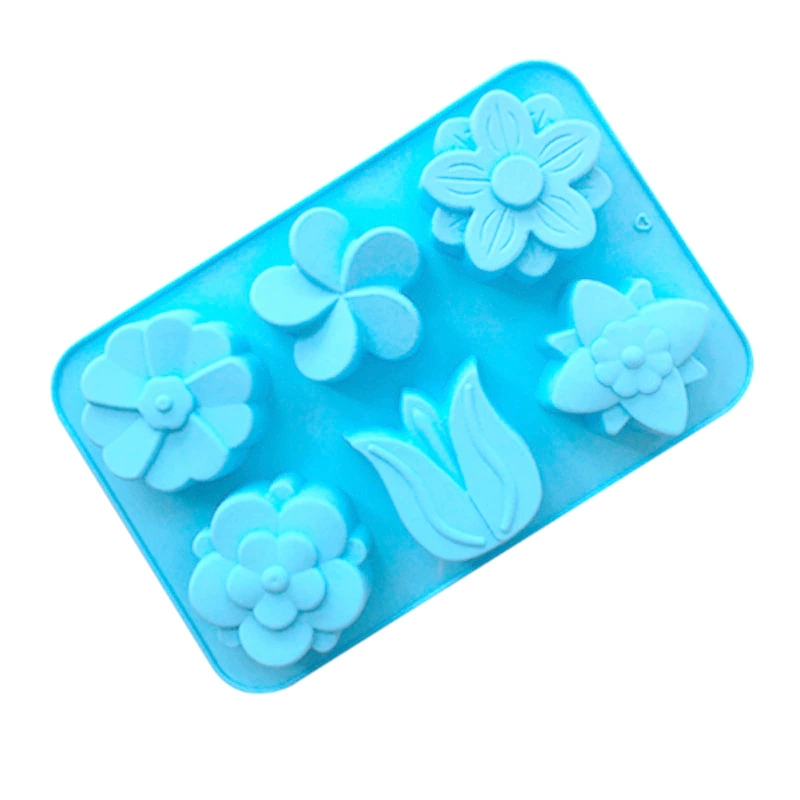 Spot wholesale 6 connects different flower -shaped silicone cake model Handmade soap modeling aromatherapy Gypsum mold tulip model