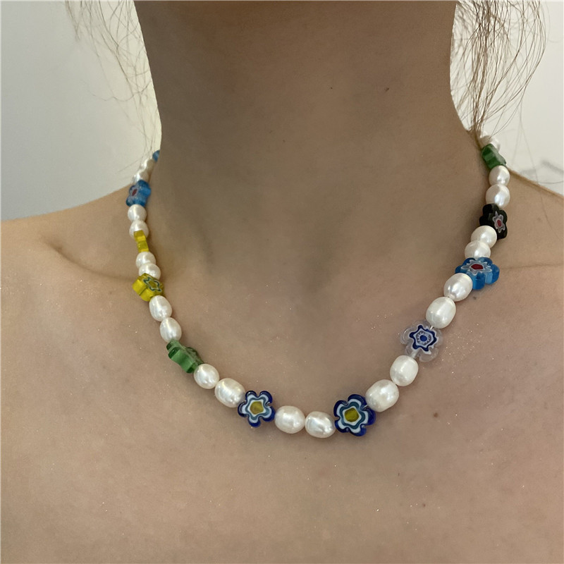 Nihaojewelry Jewelry Wholesale Colored Glaze Pearl Splicing Short Necklace display picture 4