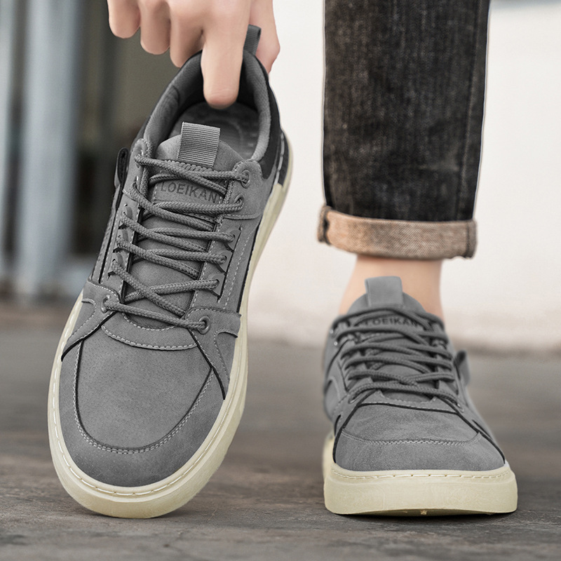 Zapatos de hombre 2025, nuevos zapatos de skate de cuero transpirables de primavera, zapatos deportivos casuales impermeables para hombres