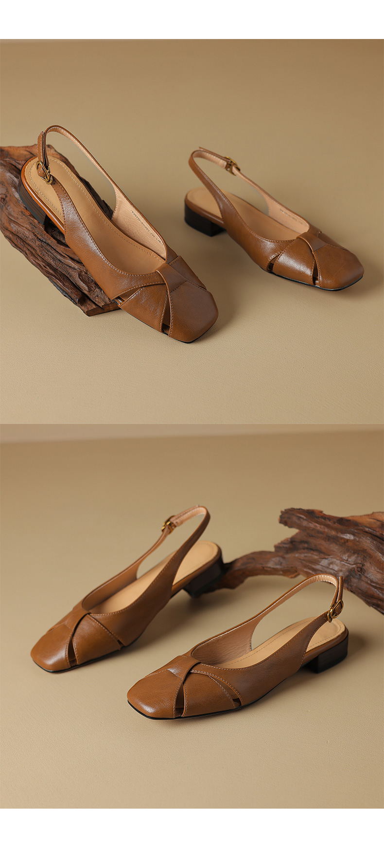 Sandal nữ bít mũi quai chữ V đế bệt đơn giản — Màu nâu chi tiết 19