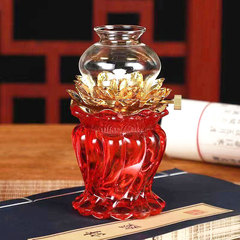 中秋蓮花琉璃油燈家用佛前燈盞調光長明燈佛堂蓮花燈供燈