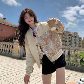 2024春秋季新款韩版个性棒球服外套女设计感炸街短款显瘦夹克上衣