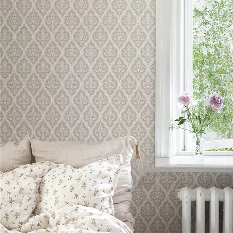 3d北欧风现代简约花卉复古几何墙纸轻奢装饰卧室餐厅客厅壁纸墙布