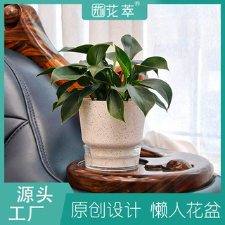 懒人绿萝自动吸水简约风可储水花盆批发喷墨水培自吸水花盆