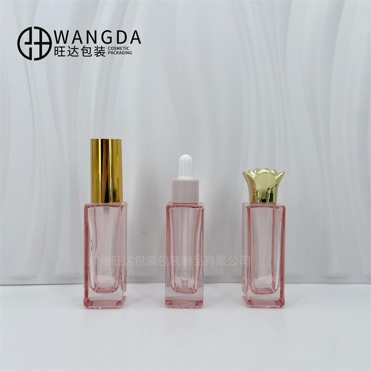 30ml长方形玻璃瓶 平肩厚底透明精华液瓶 香水喷雾瓶 化妆品包材
