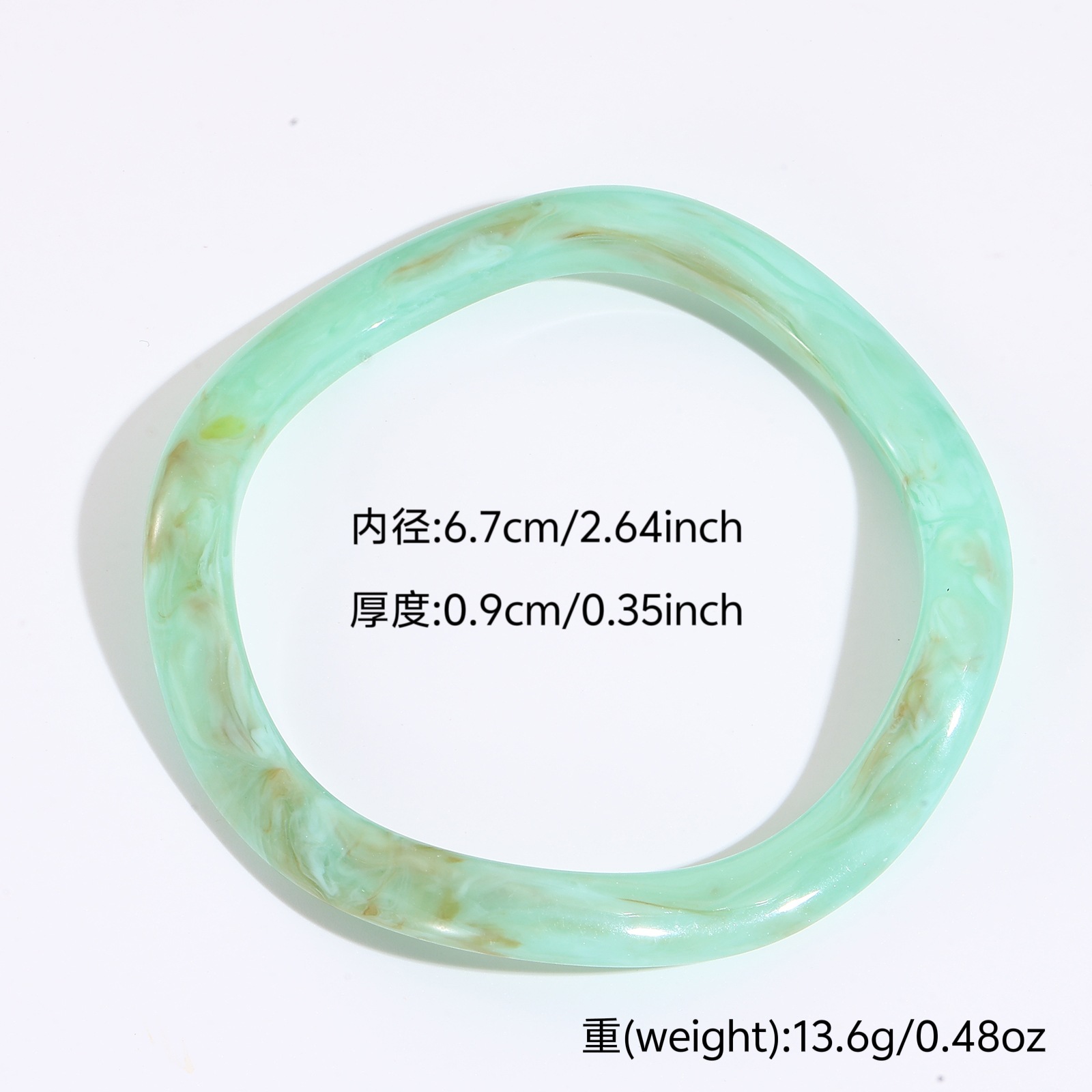 Europa y América de moda translúcida elíptica ancha joyería macarón chica retro pulsera de resina alta sensación al por mayor