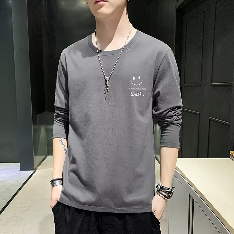 Men's Long-sleeved T-shirt Autumn 2023 New Fashion Brand Loose Thin Long-sleeved T-shirt Top Clothes plus size Base Clothes