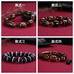 天珠手串 西藏玛瑙米形古天珠手链 藏式天眼三眼天珠 亮款磨砂款