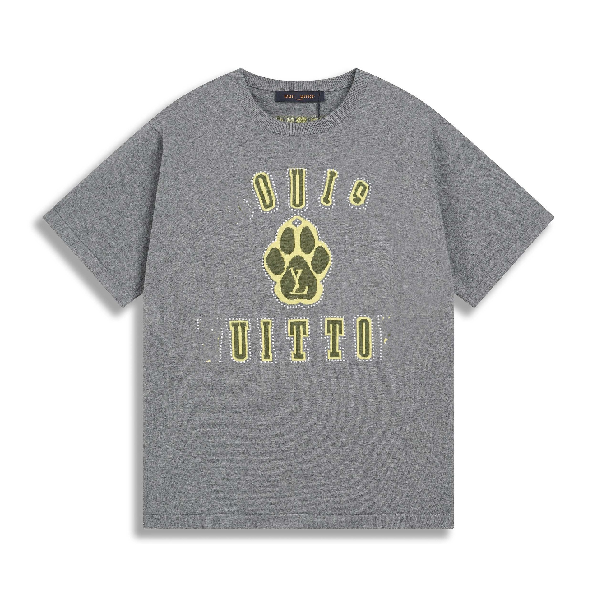 T-shirt de punto de alta versión de burro 2025 nuevo tablero de ajedrez letras jacquard casual suelta hombre y mujer mangas cortas