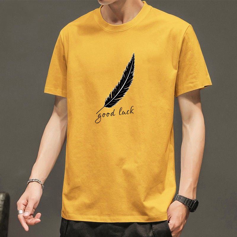 Primavera y Verano nueva carta cuello redondo de manga corta Camiseta de los hombres de la camiseta de moda corto de moda todo-Partido casual Top ropa de los hombres camiseta