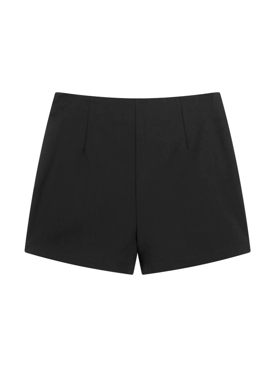 黒の裏起毛ショートパンツ レディース 2025年秋冬新作 ハイウエスト 着痩せ効果 ニッチなAライン おしゃれなインナーパンツ