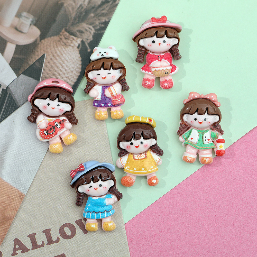 Festival de dibujos animados chica resina accesorios DIY crema pegamento horquilla zapatos papelería llavero material hecho a mano al por mayor