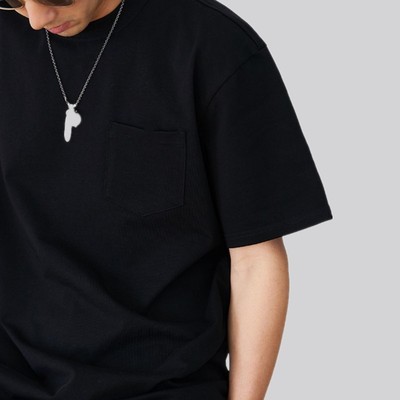 T57 ) 230g口袋重磅t恤男純色基礎款美式複古短袖阿美咔叽打底衫