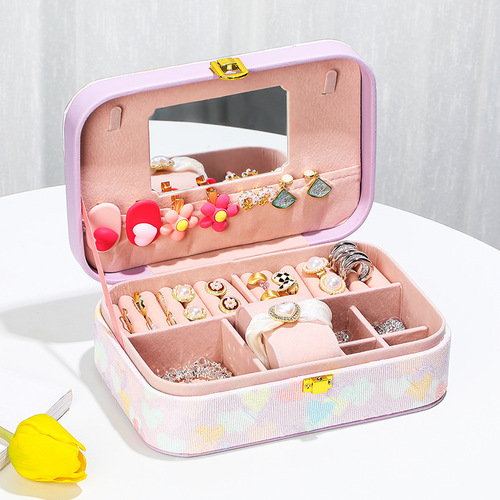 Elegant European-style princess portable multifunctional social media trendsetter large capacity earring stud necklace accessory storage box