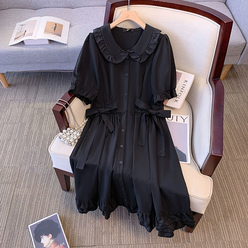 Ретро платье с воротником-куколкой, plus size, летнее, «кул-силк» 100% полиэстер