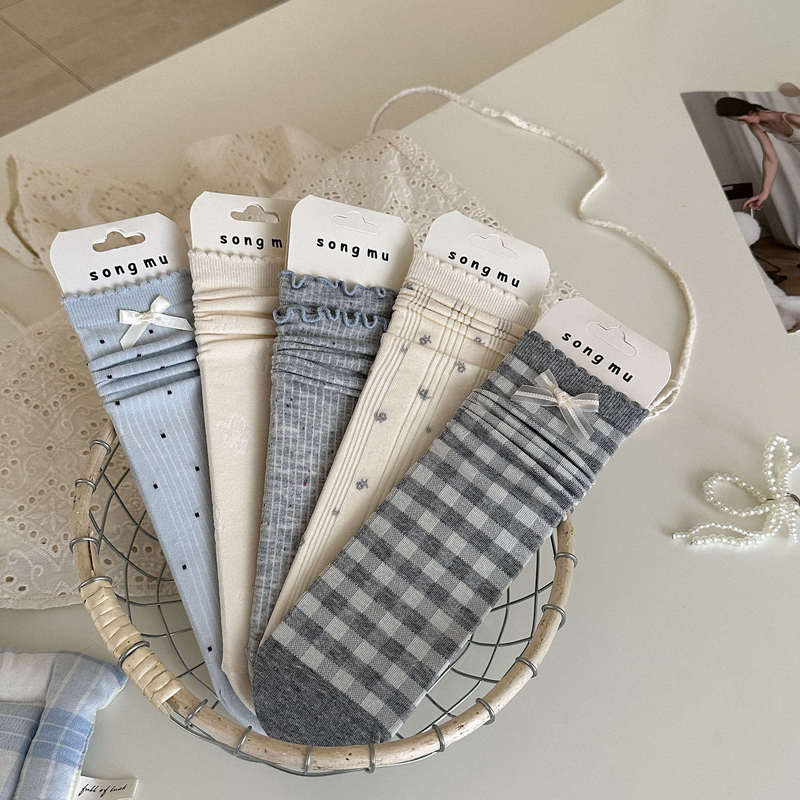 Songmu designer "blue gray socks spring and summer new niche original Korean version of pile socks