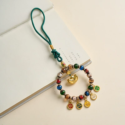 New Ash-Colored Glazed Multi-Treasure Car Pendant, Five-Way God of Wealth High-End Car Hanging, Yellow God of Wealth Thangka Fortune-Attracting Pendant (Car hanging) - wealth-yuanbao