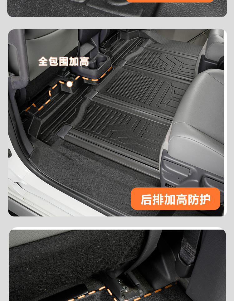 Suitable for Toyota Sienna Tpe Floor Mats, Seven-Seater Specific, Full Coverage, 21-25 Model Sienna Car Floor Mats