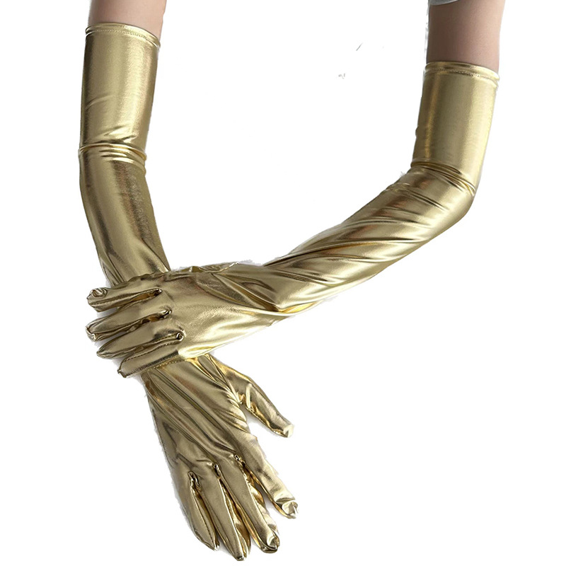 Guantes Largos de Charol para Mujer, 50 cm, Sexys, Elásticos, para Disfraces de Ópera, Cosplay, Color Oscuro