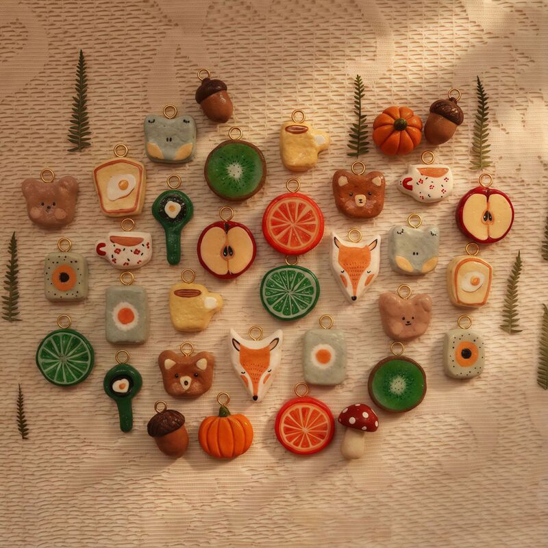 Ins Independent Station Healing Bread Coffee Orange Kiwi Bear Fox Furnace Vacuum Plating 18K Color Preservation