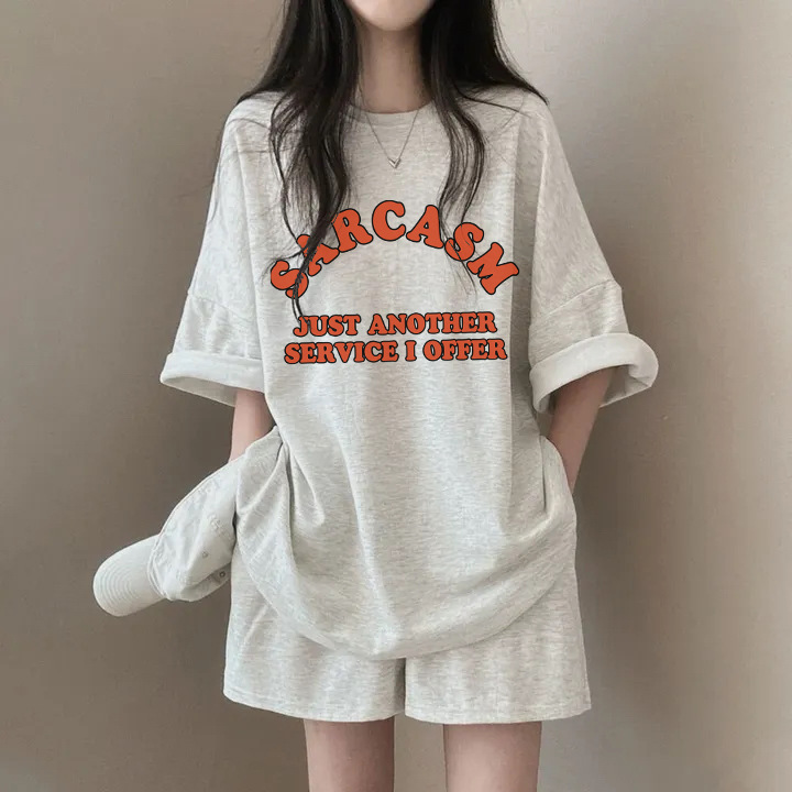 Suit Manufacturer Pure Cotton Cute Girl Sportswear Suit Women's Slim Casual Round Neck Popular Short-Sleeved Shorts Two Pieces