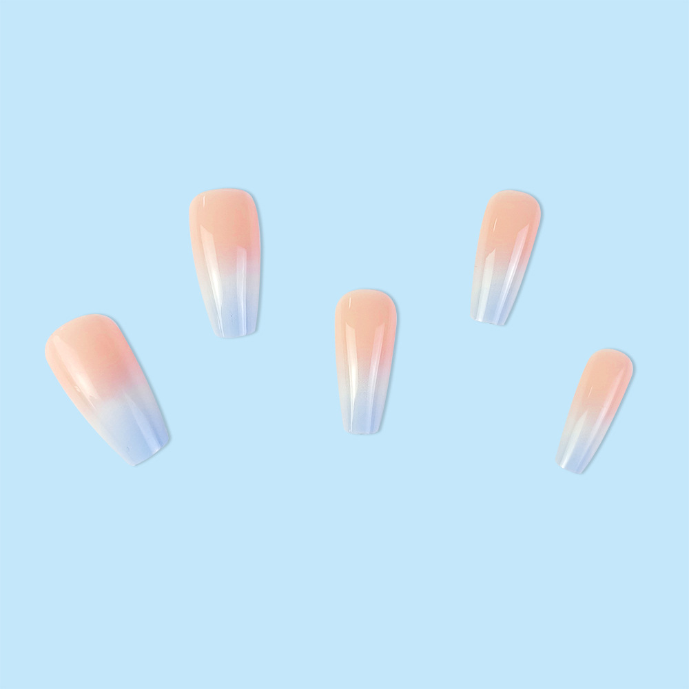 Ballet largo azul gradiente manicure 24 piezas frescas blanqueantes desgaste de uñas de viaje parches de uñas mezclados image 4