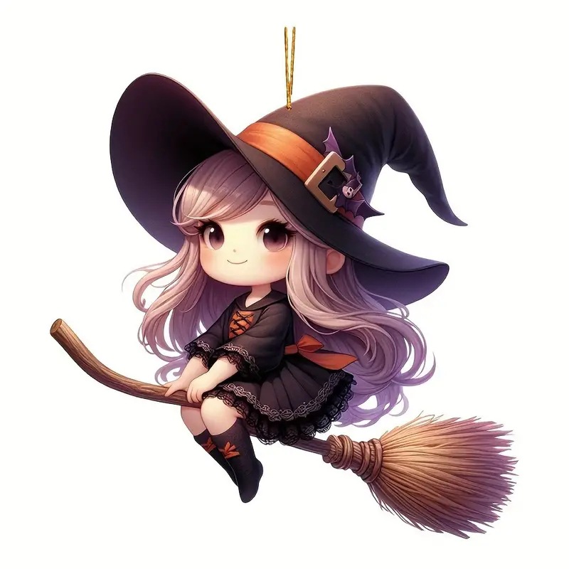Halloween bruja colgante de automóvil nuevo producto transfronterizo acrílico plano espejo interior decoración mochila colgante image 5