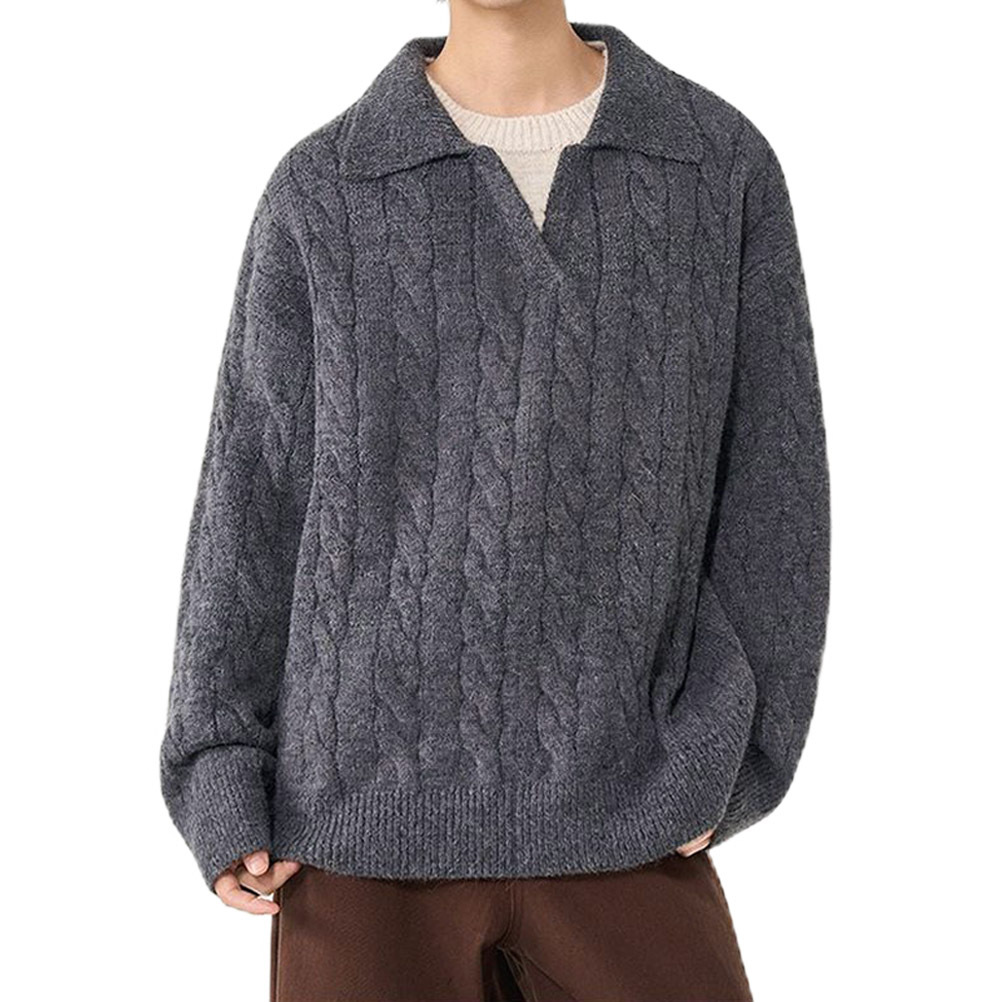 Explosiones transfronterizas de tamaño grande falso de dos piezas de polo camisa de punto de torsión suéter hombre viejo dinero fábrica de moda al por mayor