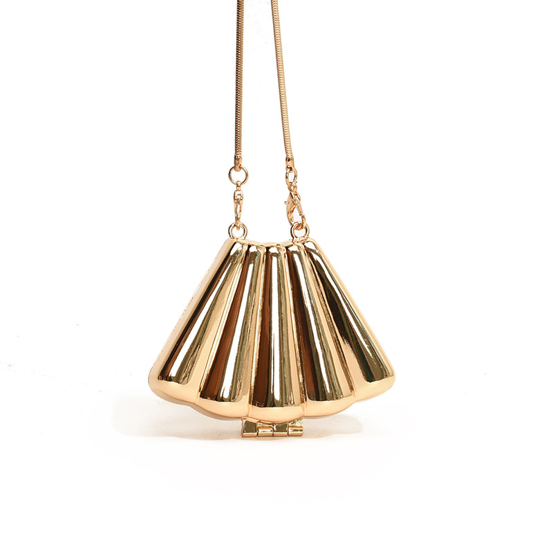 Fashionable Shell Shoulder Bag With Chain For Women Silver Mini_voghion.com
