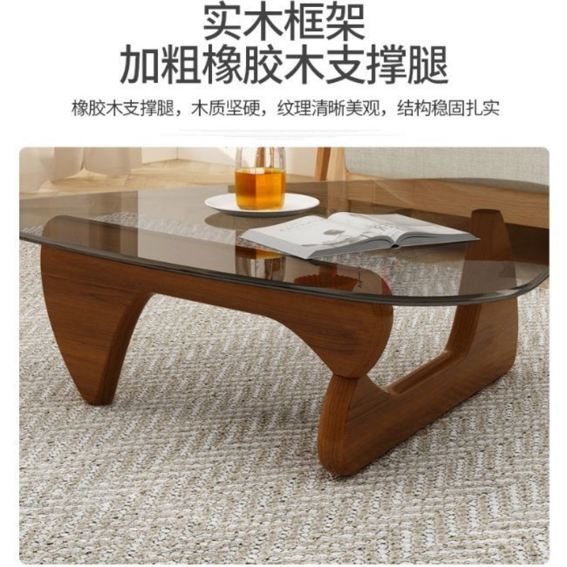 Mesa de té de vidrio temperado pequeña sala de estar minimalista doméstica moderna simple Noguchi Yong mesa de té redonda creativa