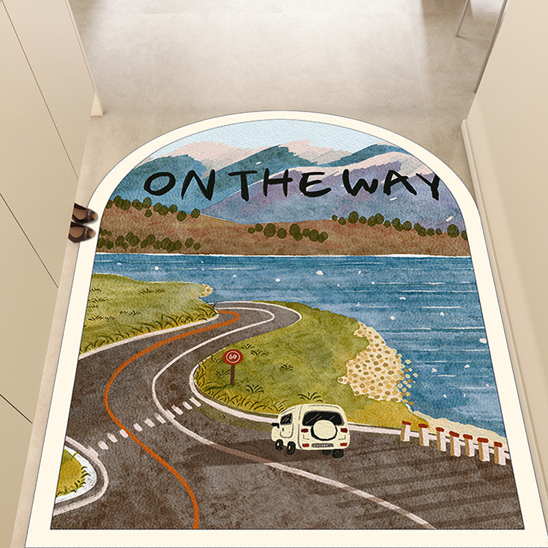 New dirt-resistant, easy-to-clean entrance door mat for home use, cuttable leather mat, PVC waterproof and oil-resistant foot mat