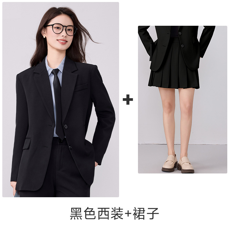 2025秋冬新款灰色西装外套女职业装大学生面试正装高级感西服套装|undefined