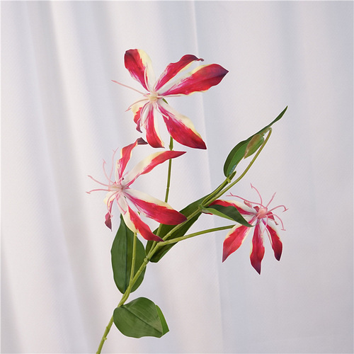 Simulated flower Gloria flame lily single branch fake flower home decoration flower arrangement ornaments wedding landscaping photography props