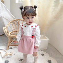 idea婴儿女童春装新款背带连衣裙套装韩版宝宝公主裙两件套秋9739