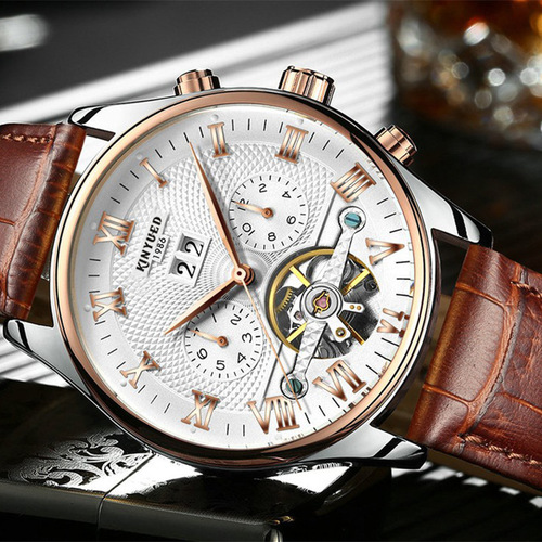 KINYUED men's watch multi-function fully automatic mechanical watch hollow tourbillon men's watch fashion mechanical watch