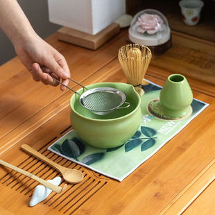 Cross-Border Matcha Tea Set 8-Piece Set 4-Piece Set Matcha Bowl with Spout Japanese Tea Whisk White Matcha Whisk Stand Manufacturer