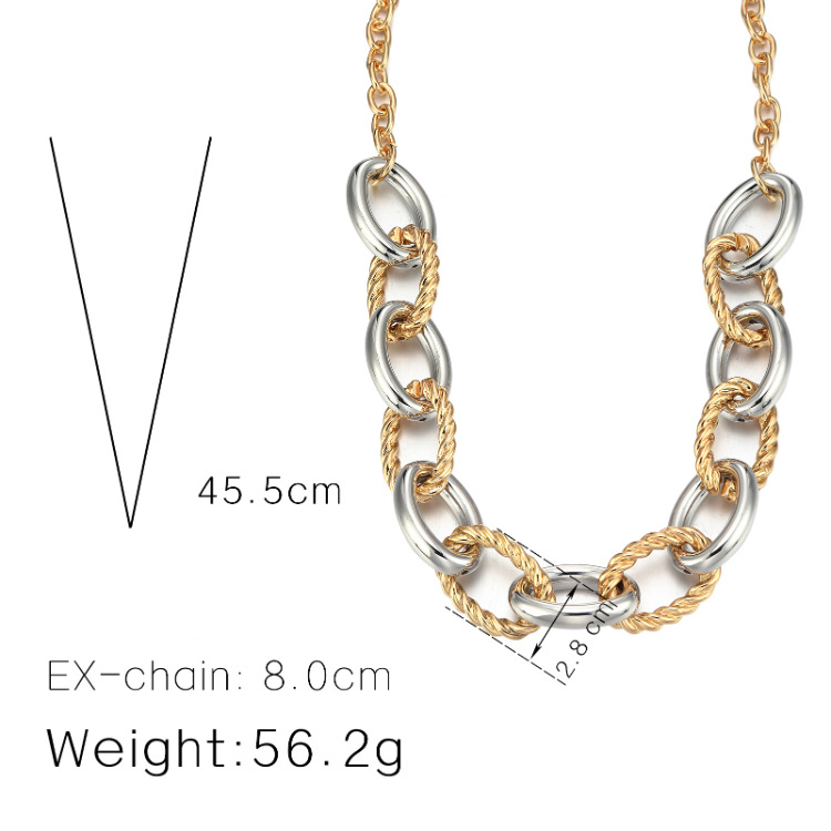 Fashion Alloy Two-color Stitching Round Chain Short Necklace Wholesale display picture 1