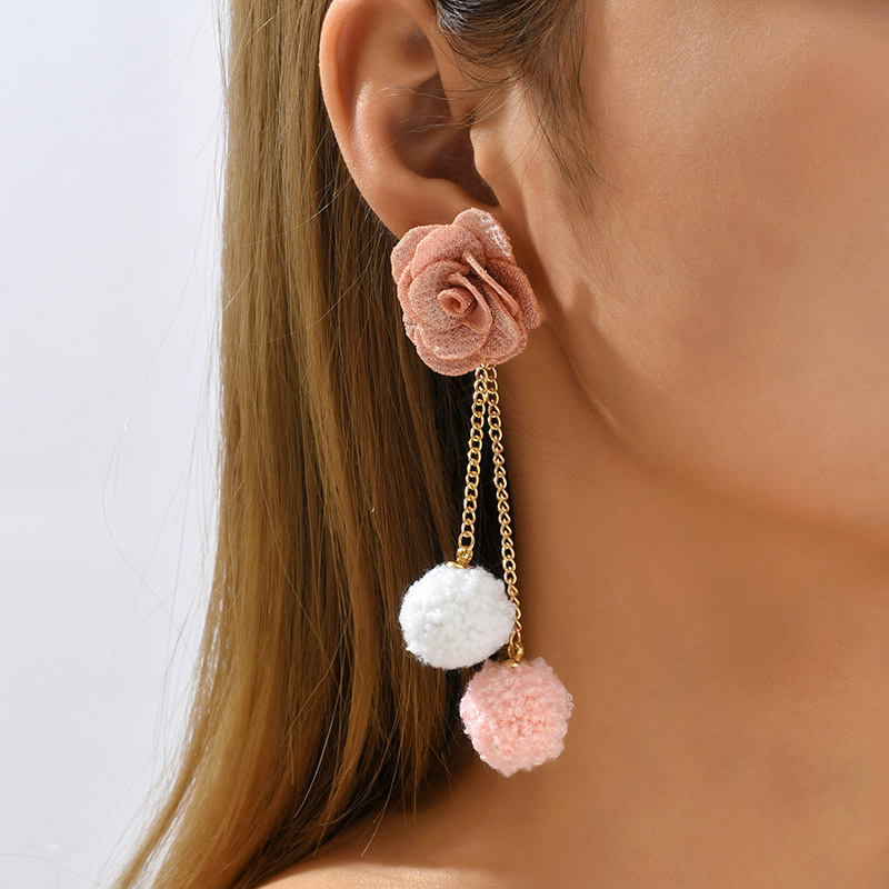 1 Pair Fashion Flower Cloth Womenu0027S Drop Earrings
