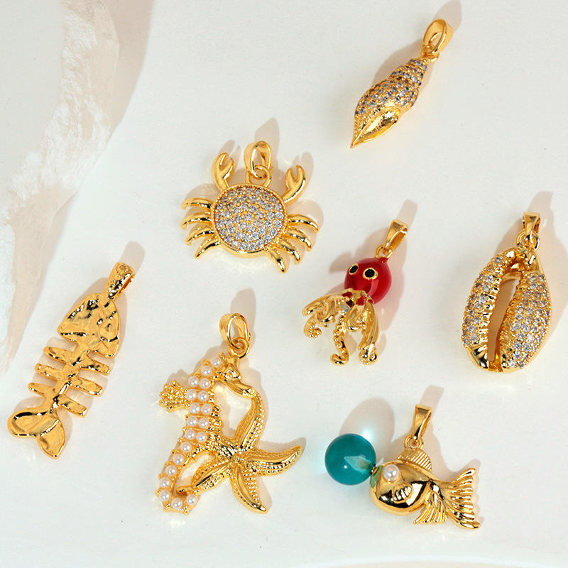 蓝色海洋系列五星海贝海螺螃蟹项链吊坠女百搭DIY饰品挂坠单坠子