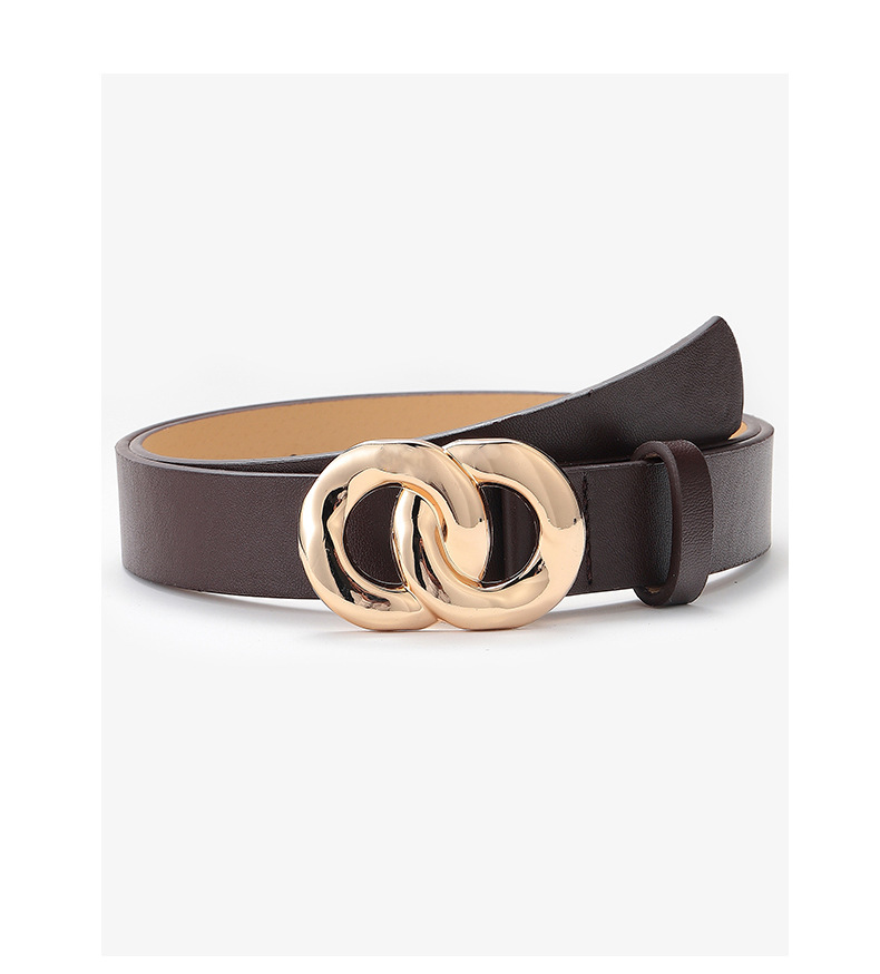 Fashion Chain Buckle Geometric Solid Color Belt Wholesale display picture 3