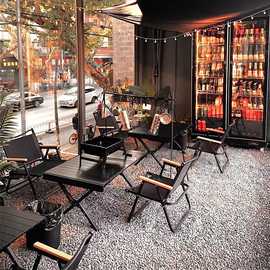 露营风酒吧咖啡厅桌椅组合网红烧烤酒馆奶茶店外摆商用折叠桌椅