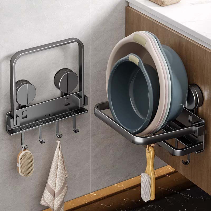 Suction Cup Washbasin Rack Wall-mounted Punch-free Toilet Storage Rack Bathroom Toilet Foot Basin Basin Storage Rack