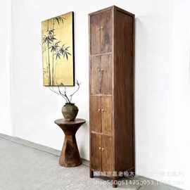 复古老榆木餐边柜收纳柜家用玄关整理柜客厅靠墙落地式斗柜置物架